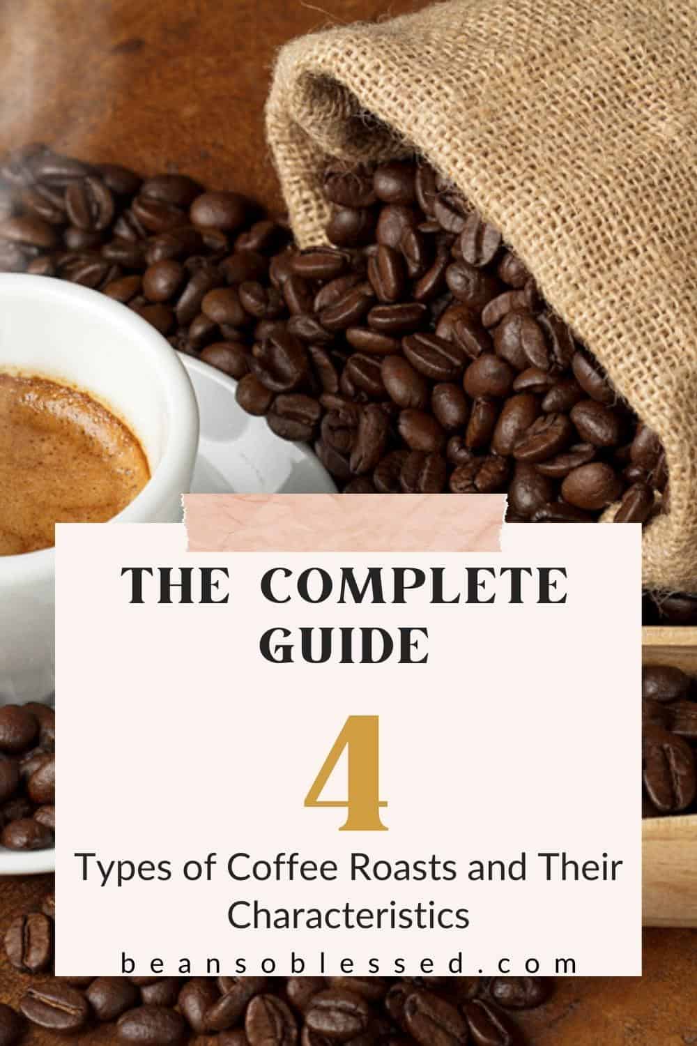image of coffee cup and beans for postThe Complete Guide To 4 Types of Coffee Roasts and their Characteristics